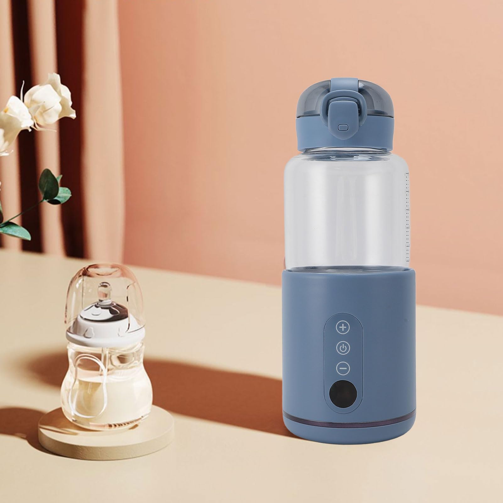 Przenośny Podgrzewacz do Mleka do Podróży, Przenośny Podgrzewacz do Butelek 300 Ml Stal Nierdzewna USB Bezprzewodowy, Szybko Nagrzewający się Podgrzewacz do Mleka Podgrzewacz