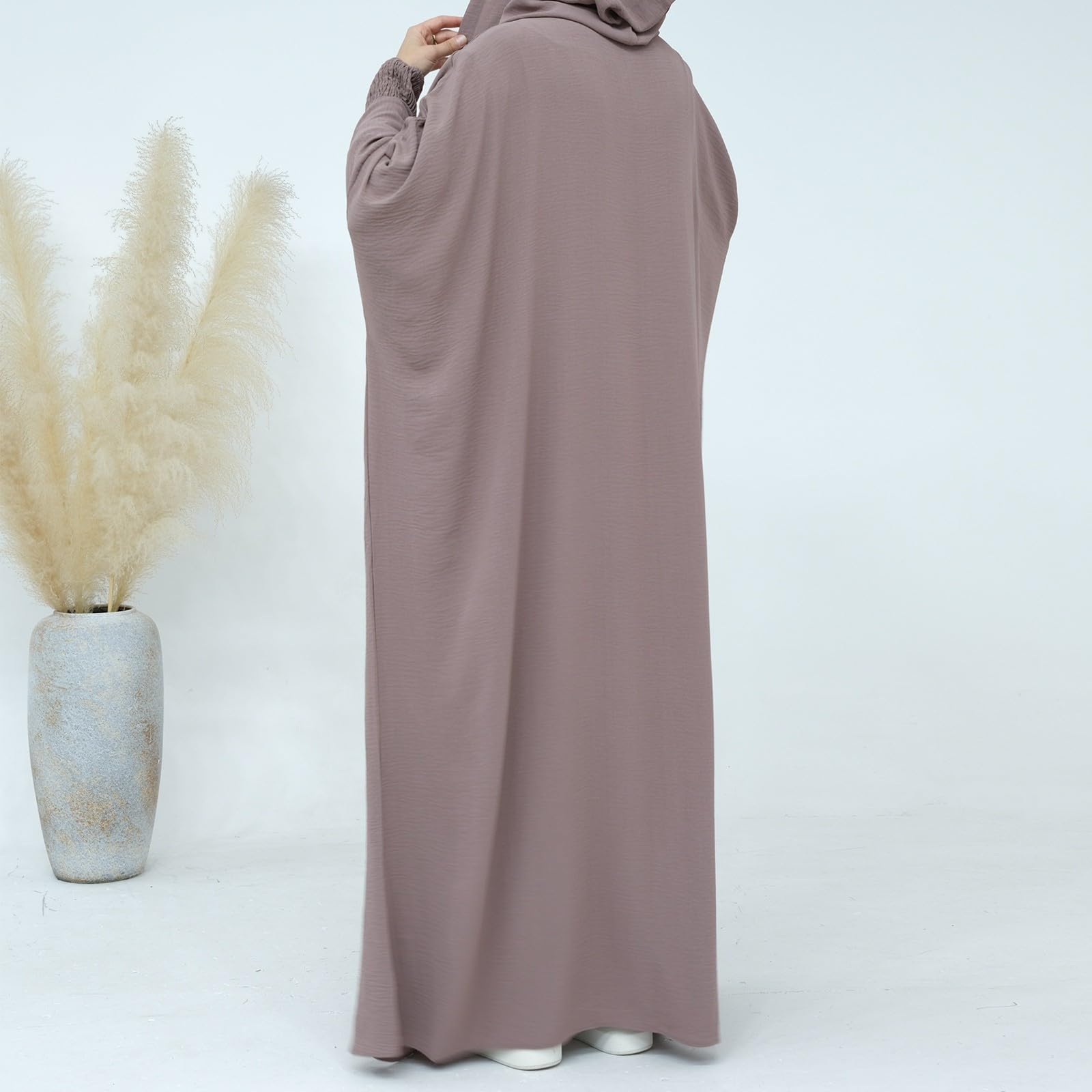 Robe de Priere pour Femme Longue Robe Musulmane Élégante à Manches Larges Abaya Musulmane Moyen-Orient Jellaba Kabyle Mariage Soirée Ramadan 1 Pièces Taille Unique Vetements Musulman