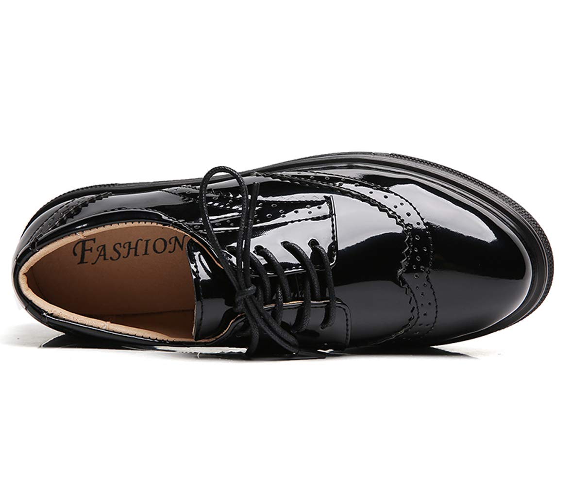 DADAWEN Femme Chaussures de Ville à Lacets Brogues Derbies Mocassins en Cuir Casual Mode Antidérapantes