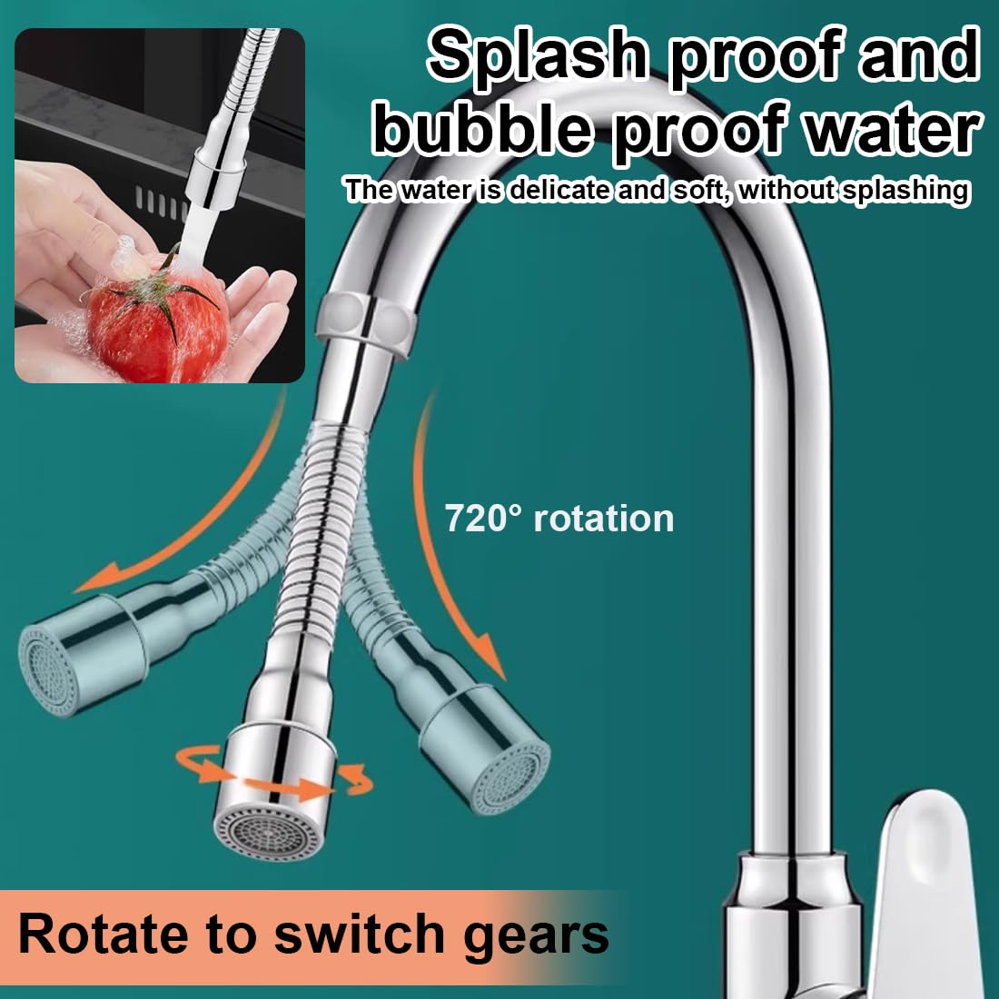 Faucet Mounts, prolunga rubinetto bagno Un'asta di prolunga per rubinetto da 16 cm, direzione fissa, antispruzzo, comoda per lavarsi i denti, il viso, i capelli e prendere l'acqua (argento)