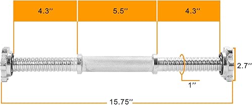 Miniatura 3 de Mancuernas roscadas de gomacromo de 1 pulgada, asas ajustables de barra de mancuerna, se adapta a placas de peso estándar con 1 pulgada de diámetro,