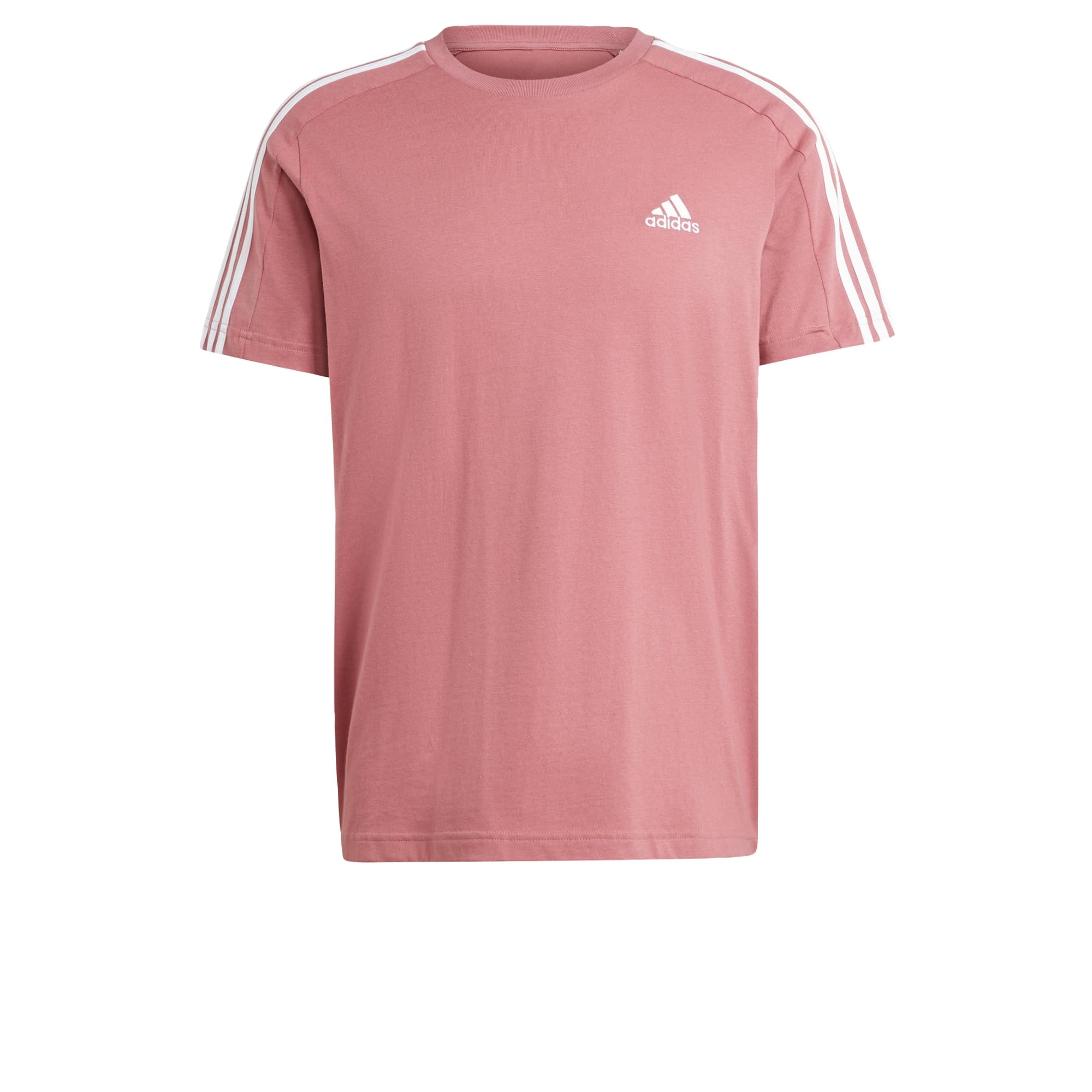 Adidas Sportswear Men's Pink 3-Stripes T-Shirt - Preloved Crimson - Large