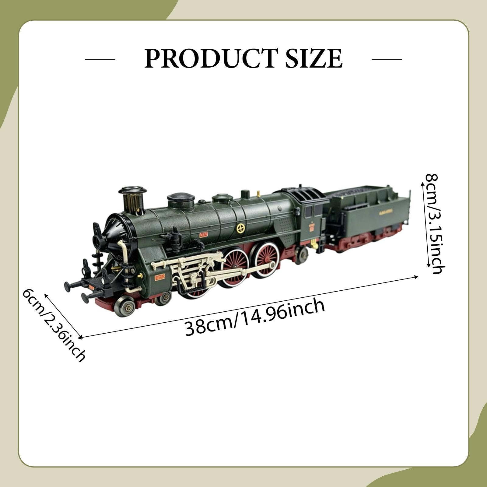 Juguete Tren de Eléctrico Modelo Locomotora con Luces Y Sonidos Construcción de Aleación Simulación de Humo Movimiento Apto para Niños Niñas Fie, Verde