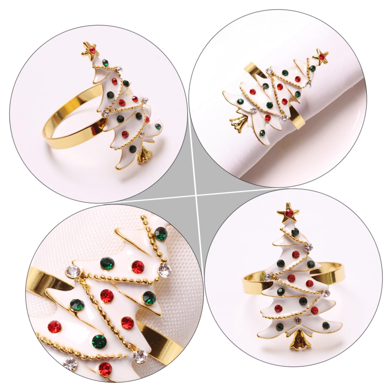 Mikinona 3 Set Eleganti Porta Tovaglioli Natalizi Per Feste Di Natale Con Fibbia Per Decorazioni Festive 4 Pezzi * 3