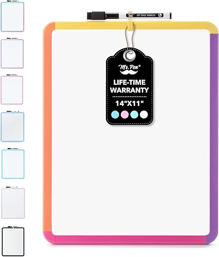 Miniatura 9 de Mr. Pen- Dry Erase Board, 14” x 11” with a Black Dry Erase Marker, Small Mini White Board for Students Colorful 2