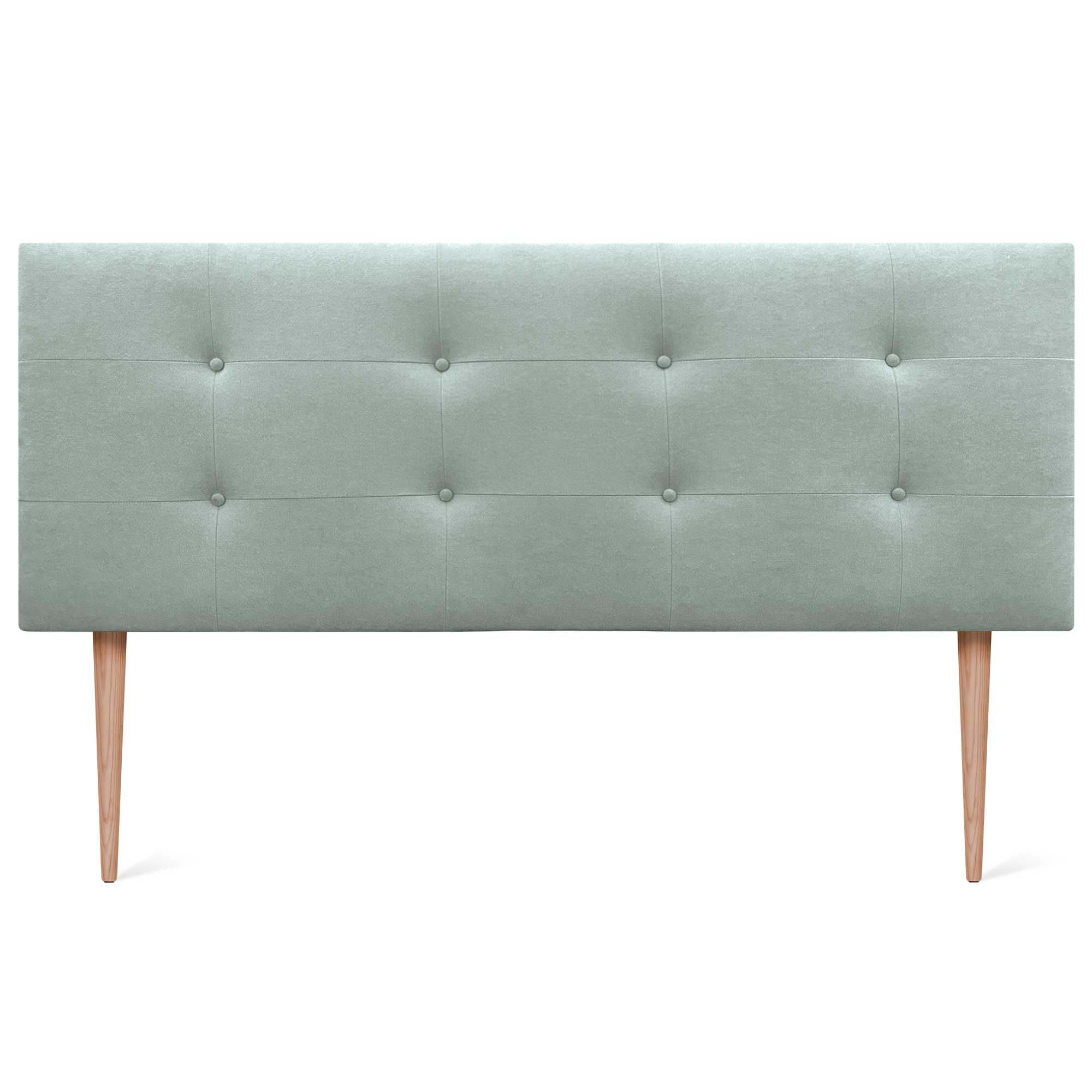 DHOMEHeadboard, Capitoné Bed Headboard, Upholstered Headboard, Fabric and Leatherette, Double and Single Bed (Water Green Fabric, 145 x 105 cm with Legs (Beds 120/135/140))