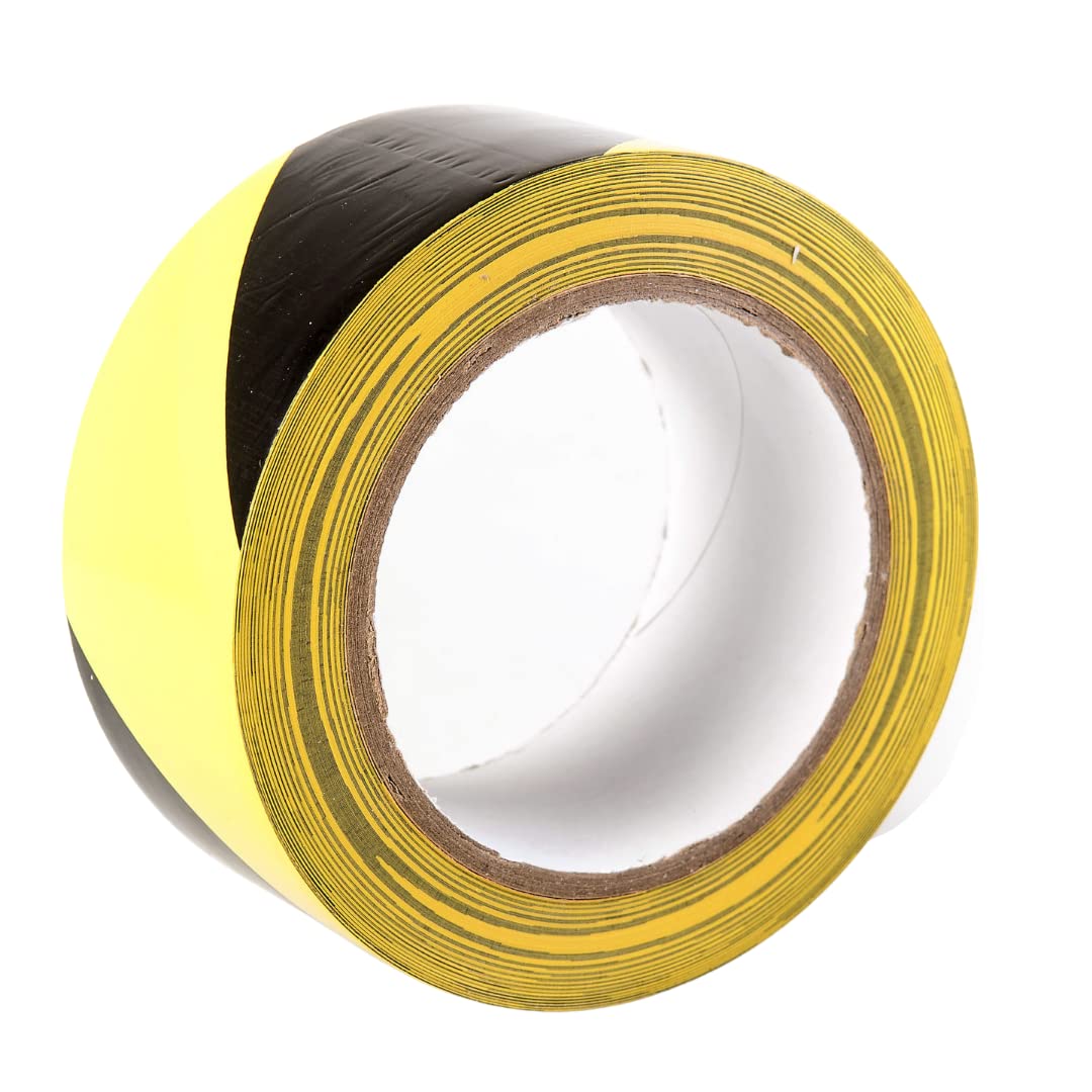 GTSE - Ruban de Marquage au Sol Jaune/Noir 50 mm x 33 m Lot de 10 rouleaux | Adhésif résistant, forte visibilité - idéal pistes de danse, gymnases, entrepôts et zones de sécurité