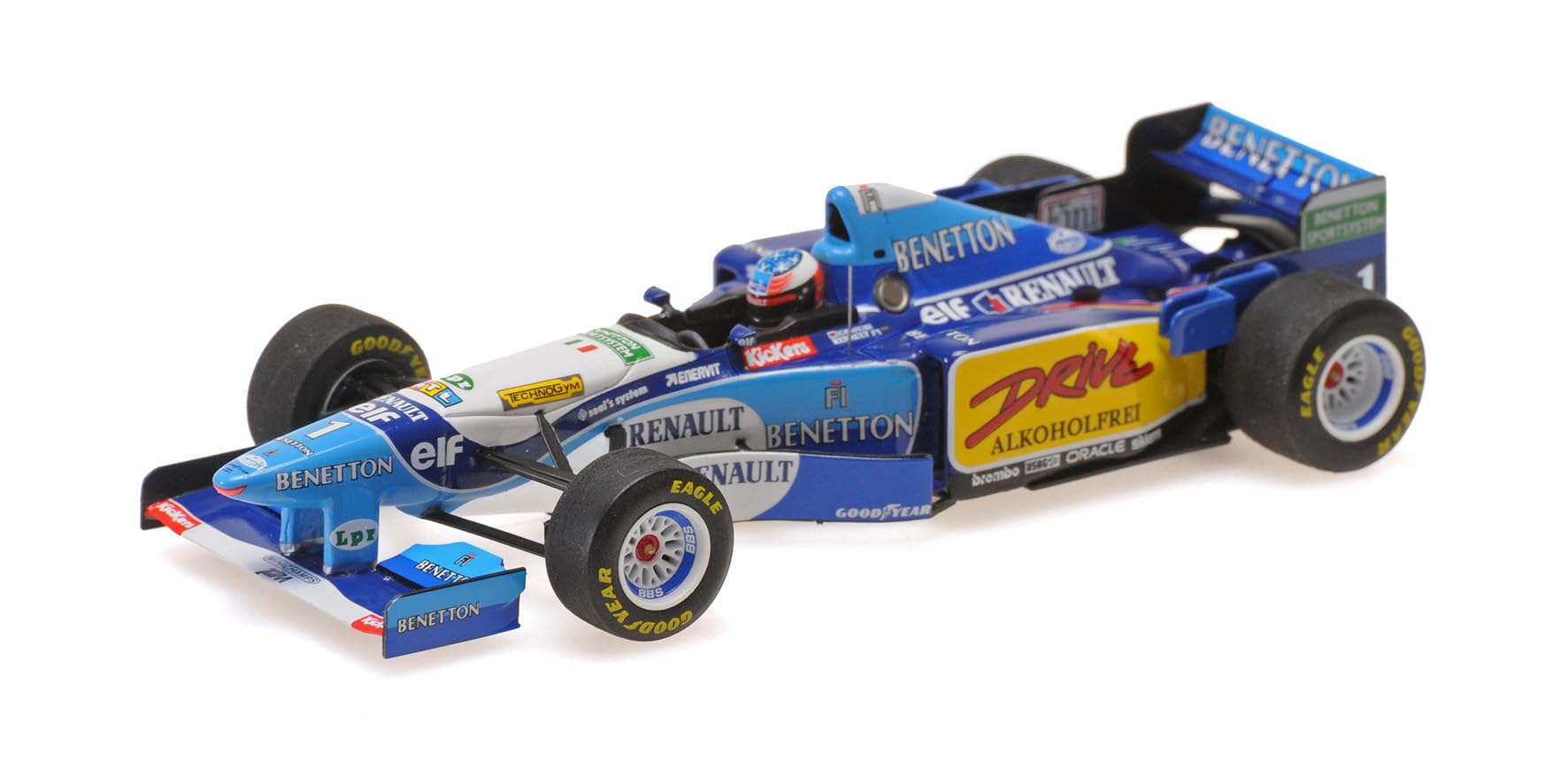 Minichamps 517950701 1:43 Benetton Renault B195-Michael Schumacher-Vincitore GP di Francia 1995 Auto in Miniatura, Multicolore