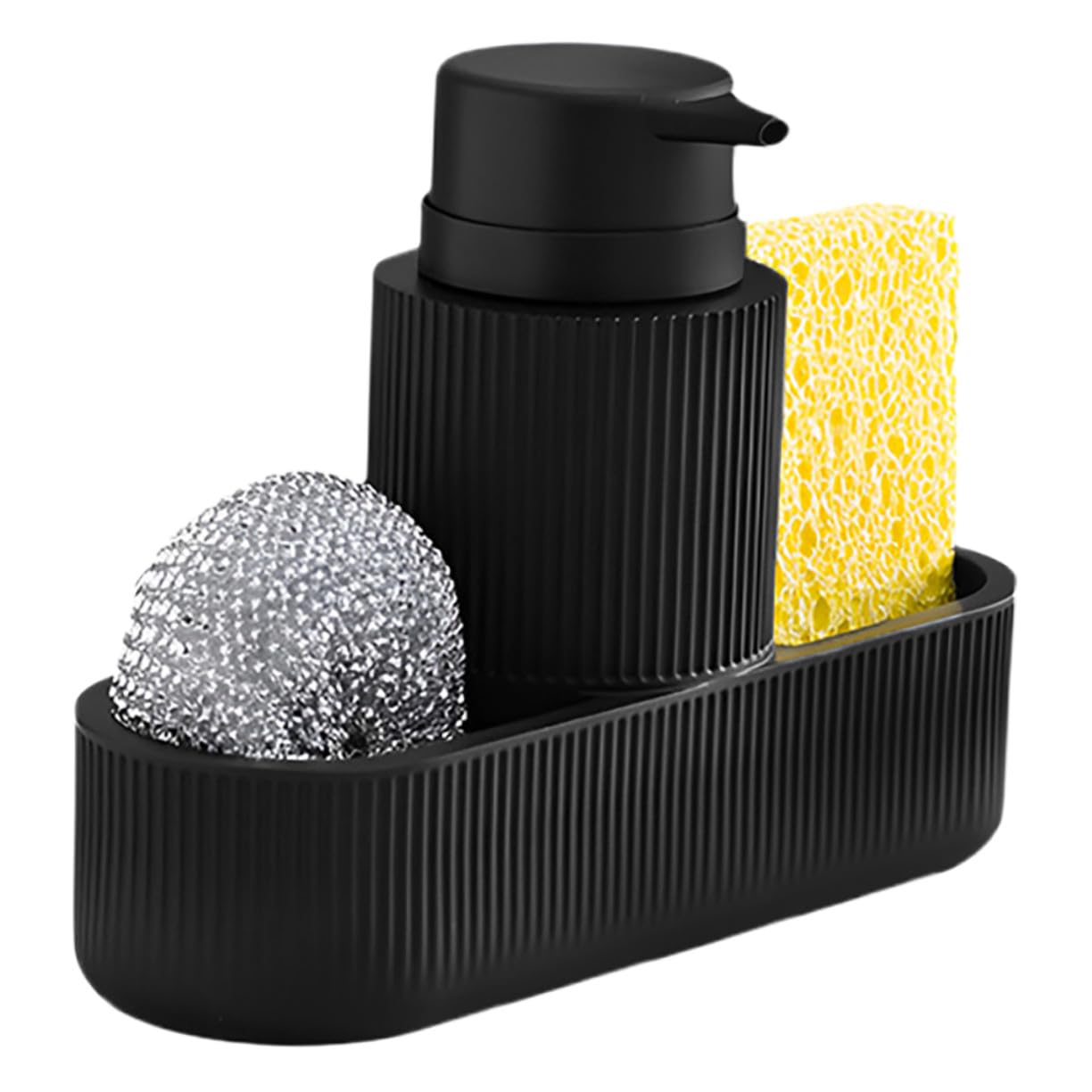 Anneome Dispensador Jabón Cocina con Bomba Precisa y Soporte Esponja Integrado Organizador Fregadero Compacto para Botellas de Loción y Lavado Duradero y Fácil Limpieza Acabado Moderno