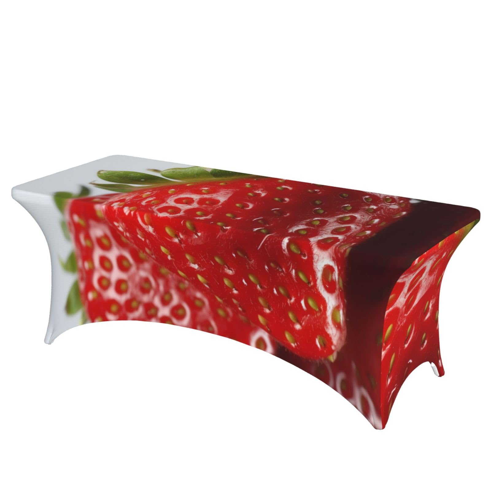Nappe rectangulaire à motif fraises pour vos buffets de mariage et fêtes en plein air