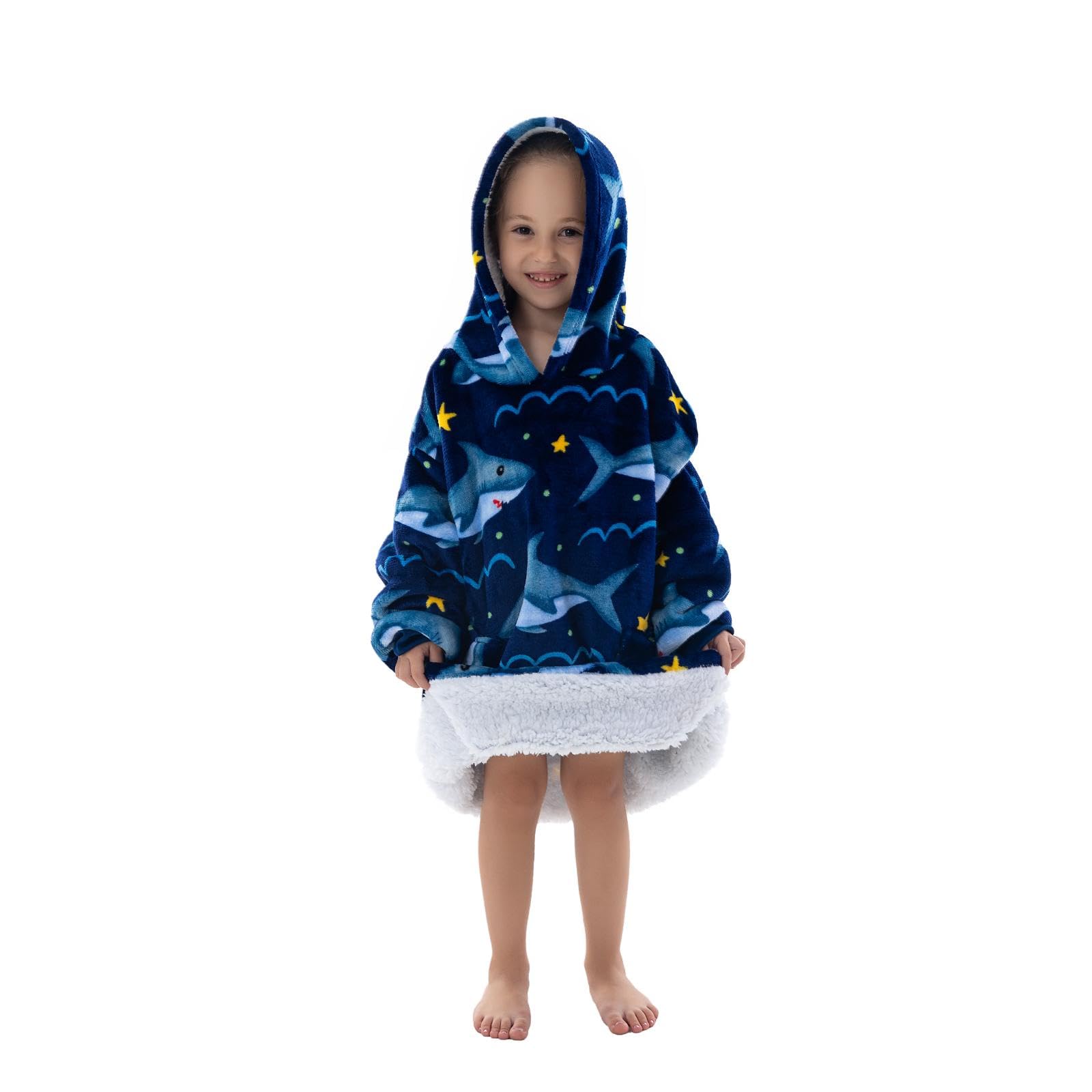 Summshall Blanket Hoodie, Oversized Wearable Sweatshirt Hoodies Blankets for Women Kids, Cozy Warm Hooded Snuggle Sweater