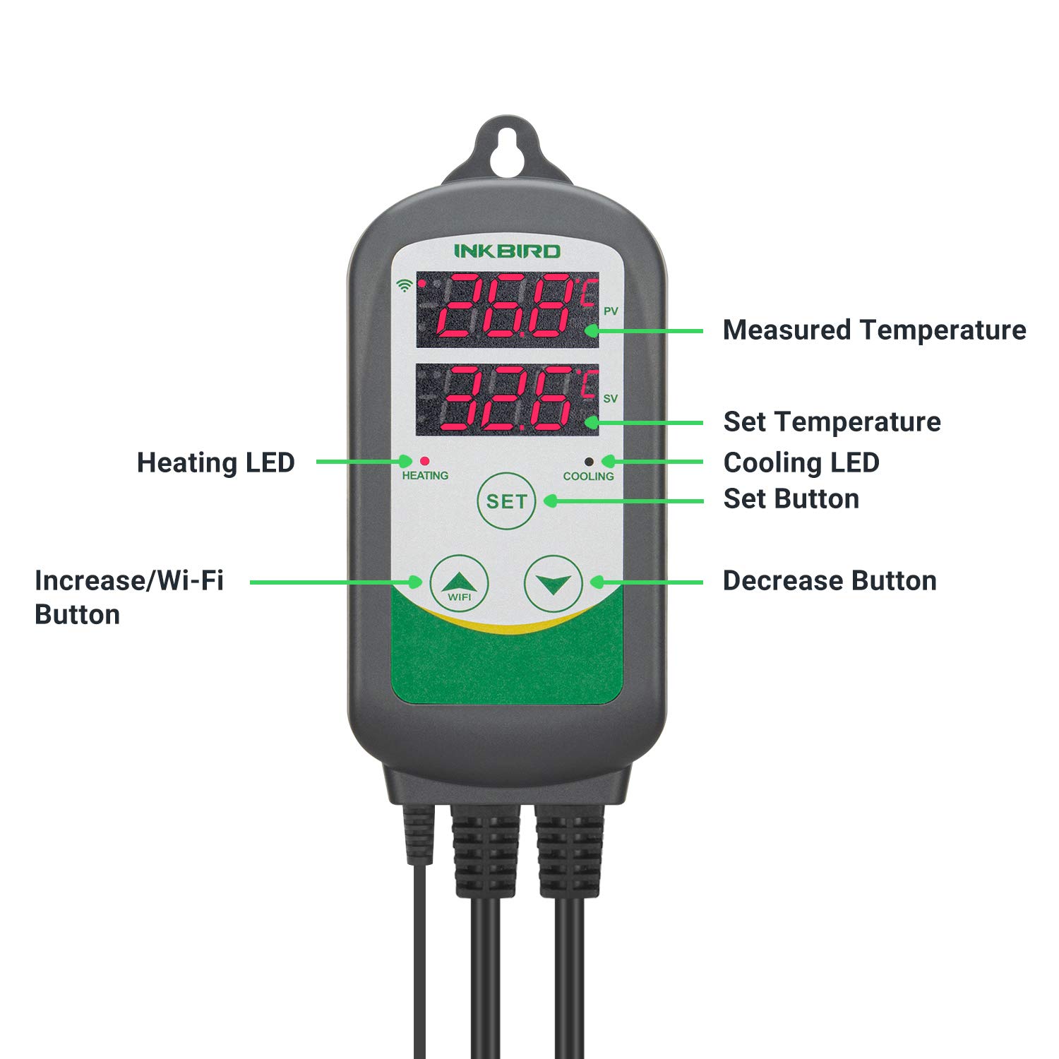 Inkbird ITC-308-WIFI temperatur Thermostat, 230V Heizung Kühlung Steckdose mit wasserdichte Sonde Für Aquarium