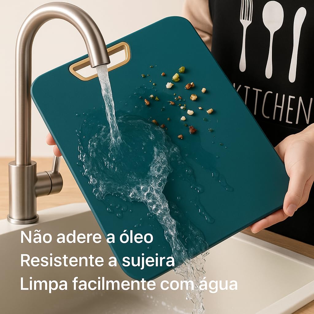 Tábua de Corte Premium Antibacteriana – Polietileno Resistente, Não Mancha e Não Deforma | Ideal para Carnes, Legumes e Cozinha Profissional | Alça Ergonômica, Super Higiênica e Fácil de Limpar