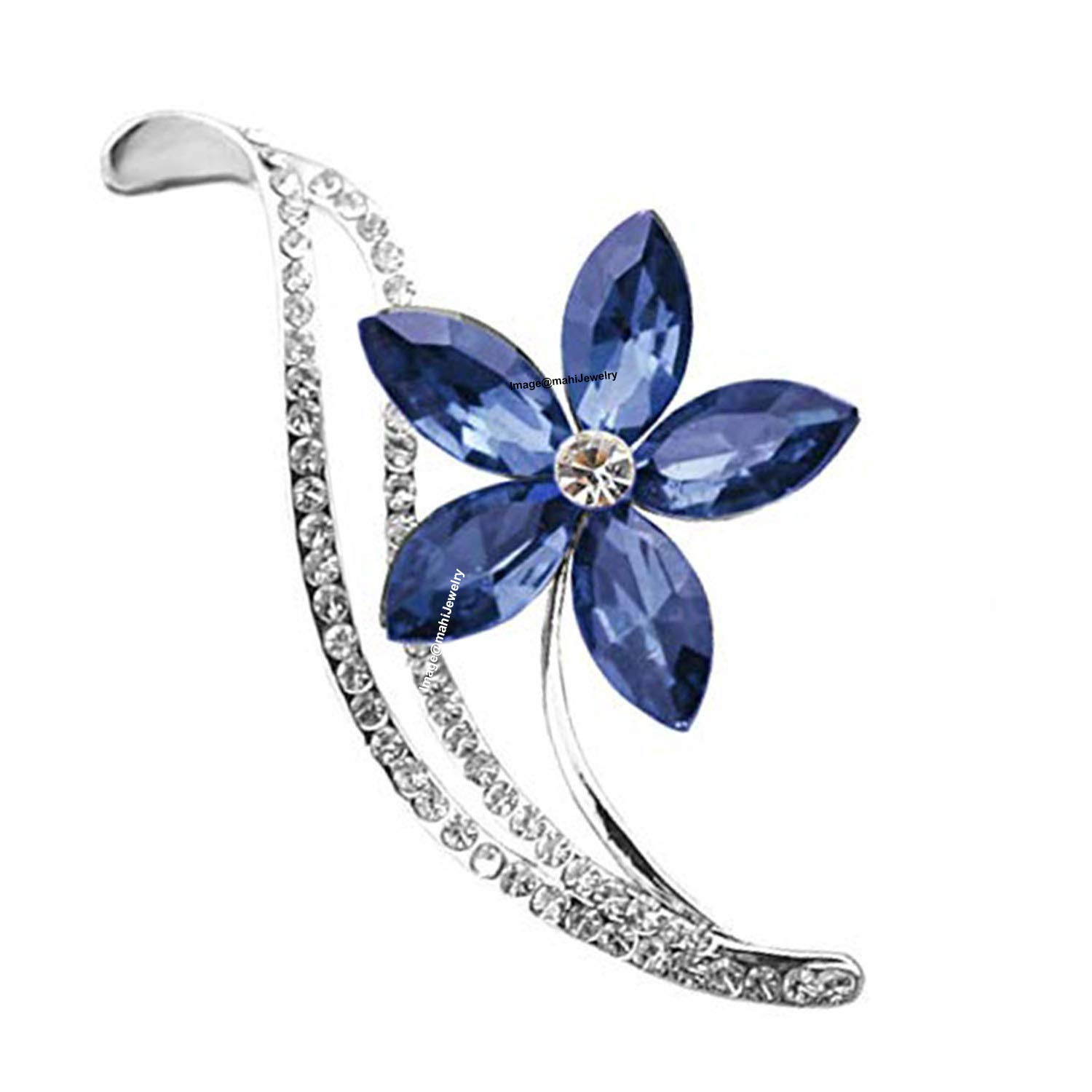 Mahi Rhodium Plated Floral Designer Montana Blue Crystal Brooch for Girls and Women BP1101039RMBlu (B085LGT52T) Amazon Price History, Amazon Price Tracker