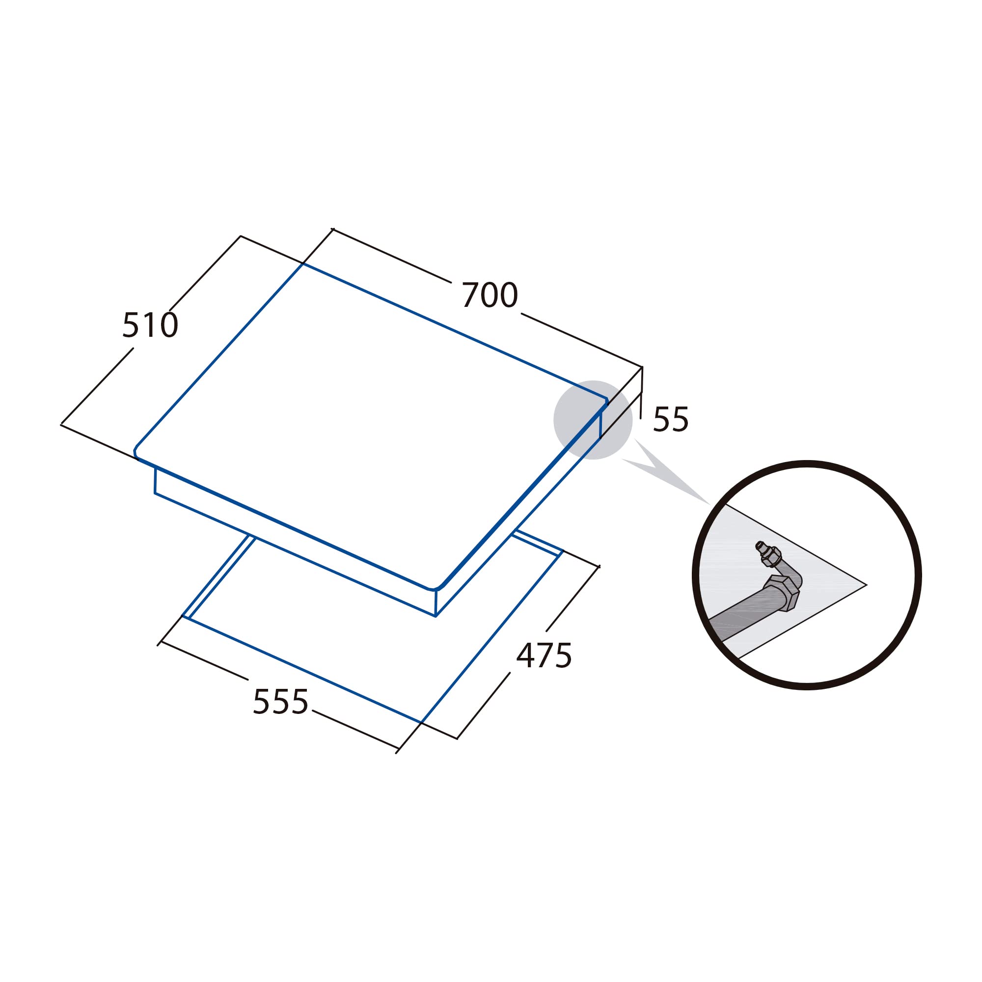 CATA L 7005 Ci Piano Cottura a Gas, Nero, 51 x 70 x 5,5 cm
