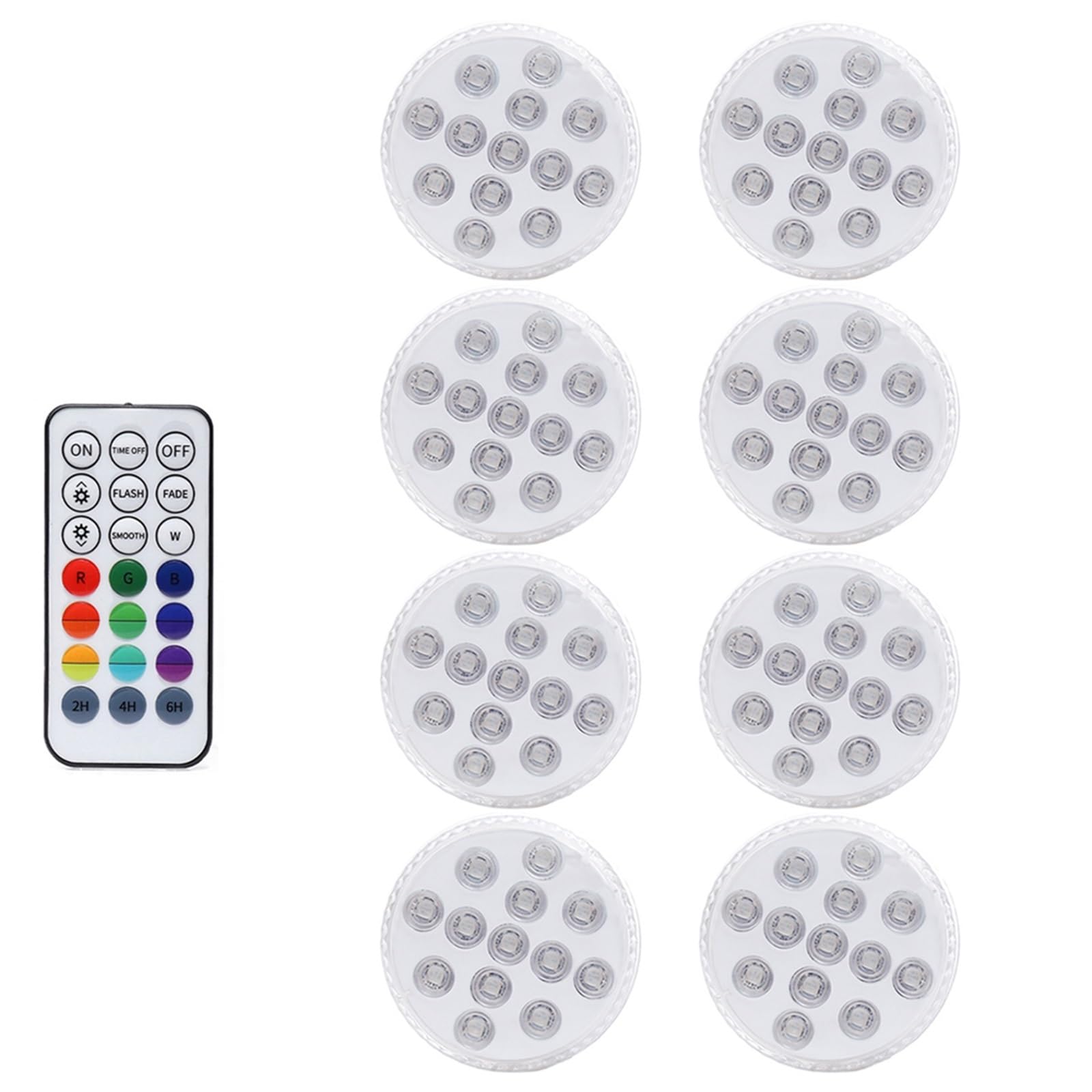 16 couleurs aimant lumières LED sous-marines ventouse piscine lampe RGB aquarium submersible lumières pour jardin étang vase décor (couleur : 8 lampes 1 contrôleur)