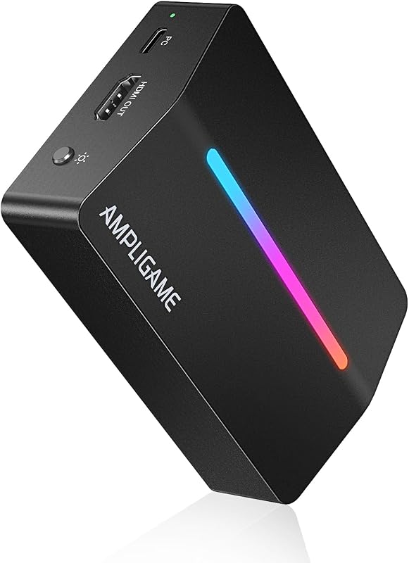 Fifine AmpliGame Video Capture Card, HD 1080 60fps for Audio Video, Gaming, Live Streaming, 4K HDMI to USB Capture Card Compatible with PS4/Windows/Mac OS/Switch/Xbox-V3 | 1080p 60fps capture, 4K 30fps, Flowing RGB Lighting, 3.5mm audio input, for PS5, PS4, Switch, Xbox, Windows, macOS