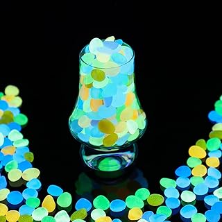 Glow Stones 150 Pcs Glowing in the Dark Pebbles for Walkways, Outdoor Decor DIY Decorative Gravel Stones, Fish Tank Decoration (Colorful)