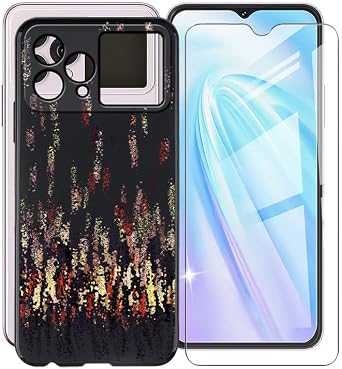 for Cubot Hafury V1 Phone Case + 1 X Tempered Glass Screen Protector, WXPPJ Ultra-Thin Soft TPU Silicone Shell Shockproof Protection Case for Cubot Hafury V1 6.58" - Shadow