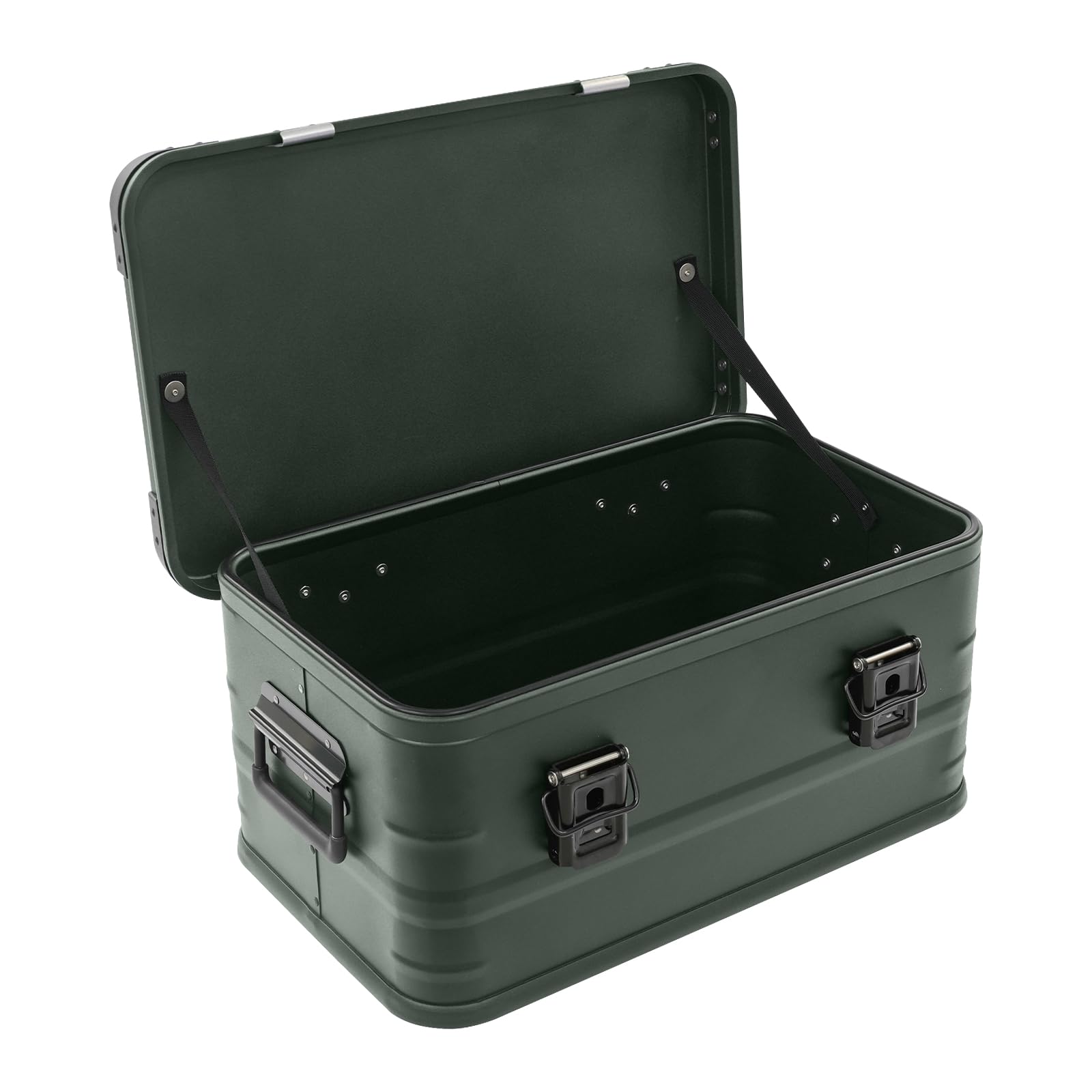 Aluminium Box mit Deckel, Alu Aufbewahrungsbox Abschliessbar (Gün, 30L) | Metall Transportbox mit 2 Griffe, Gummidichtung, Stapelbar, Alu Koffer für Werkzeug, Einkaufen, Camping