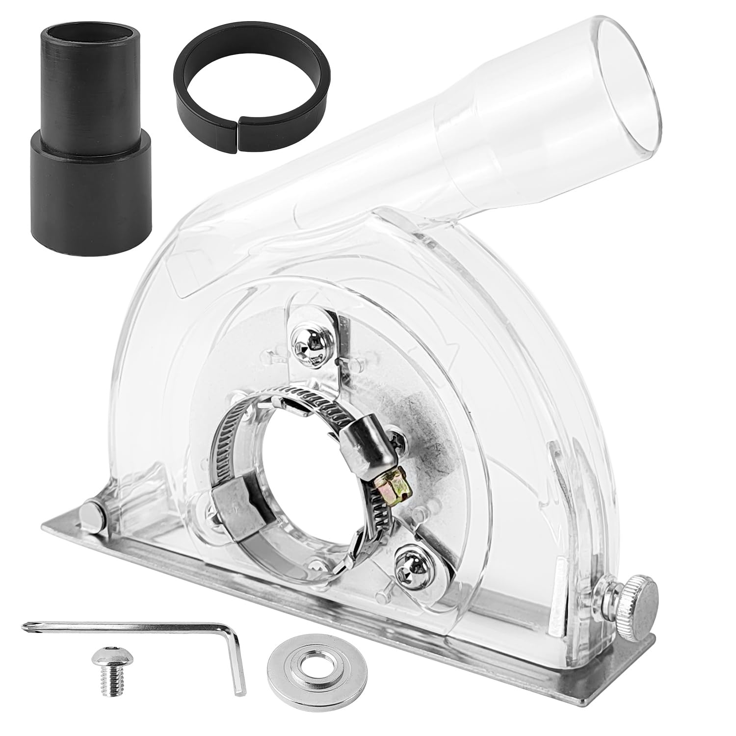 Cappa Aspirante per Smerigliatrice 125mm/100mm/150mm con Chiave Esagonale e Rondelle, Cappa per Smerigliatrice Angolare con Fessure di Guida per Dischi da Taglio da 90mm, 115mm e 125mm (1)