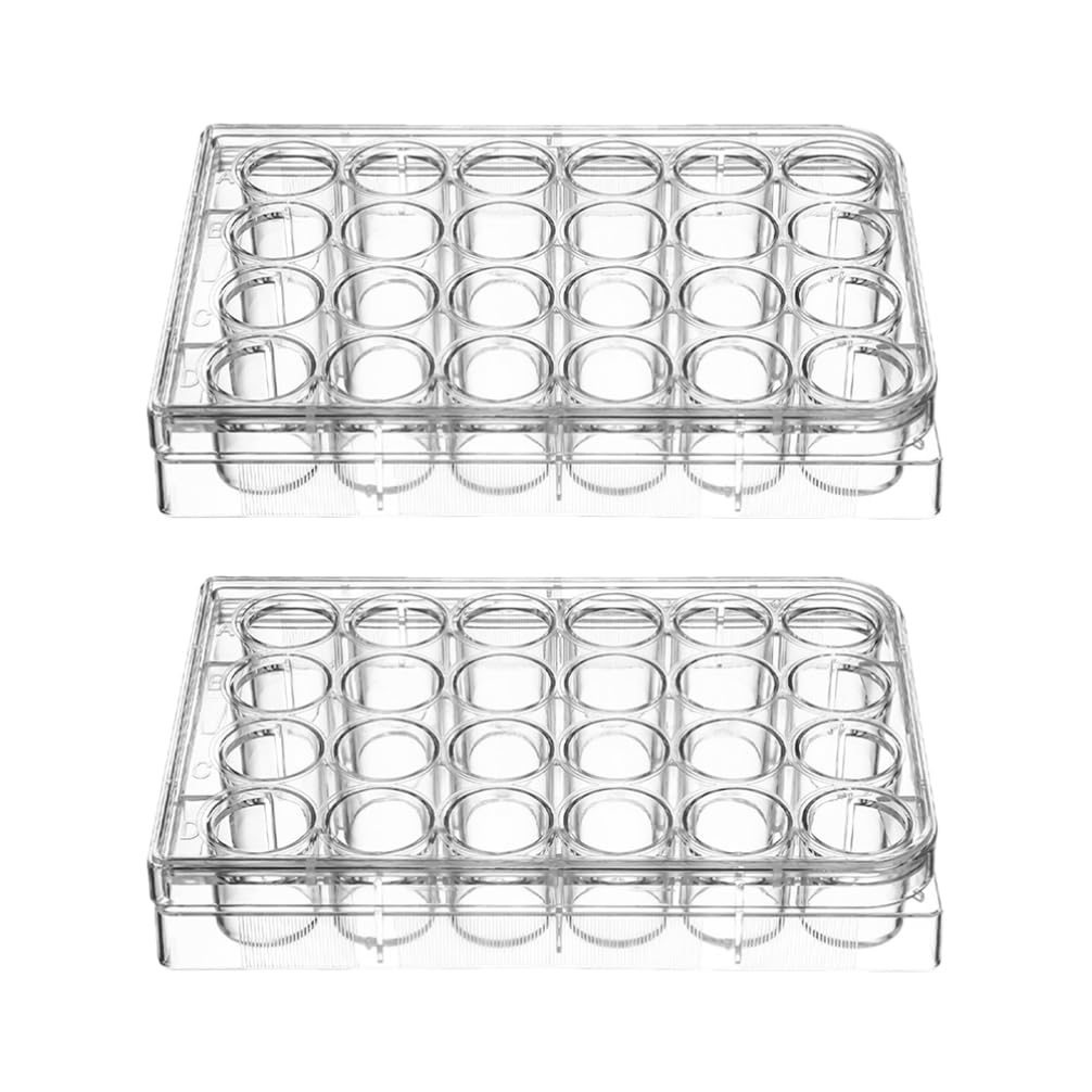 SOLUSTRE 2 Pcs 24 Well Cell Culture Plate Tissue Culture Plate Laboratory Chemical Reaction Plates for Lab Equipment