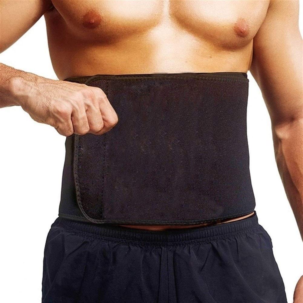 Lumbar Supports Slimming Waist Trainer Lumbar Back Support Men Brace Waist Belt Exercise Neoprene Weight Loss Body Shapers Gym Yoga Strap LS (Color : Black, Size : M)