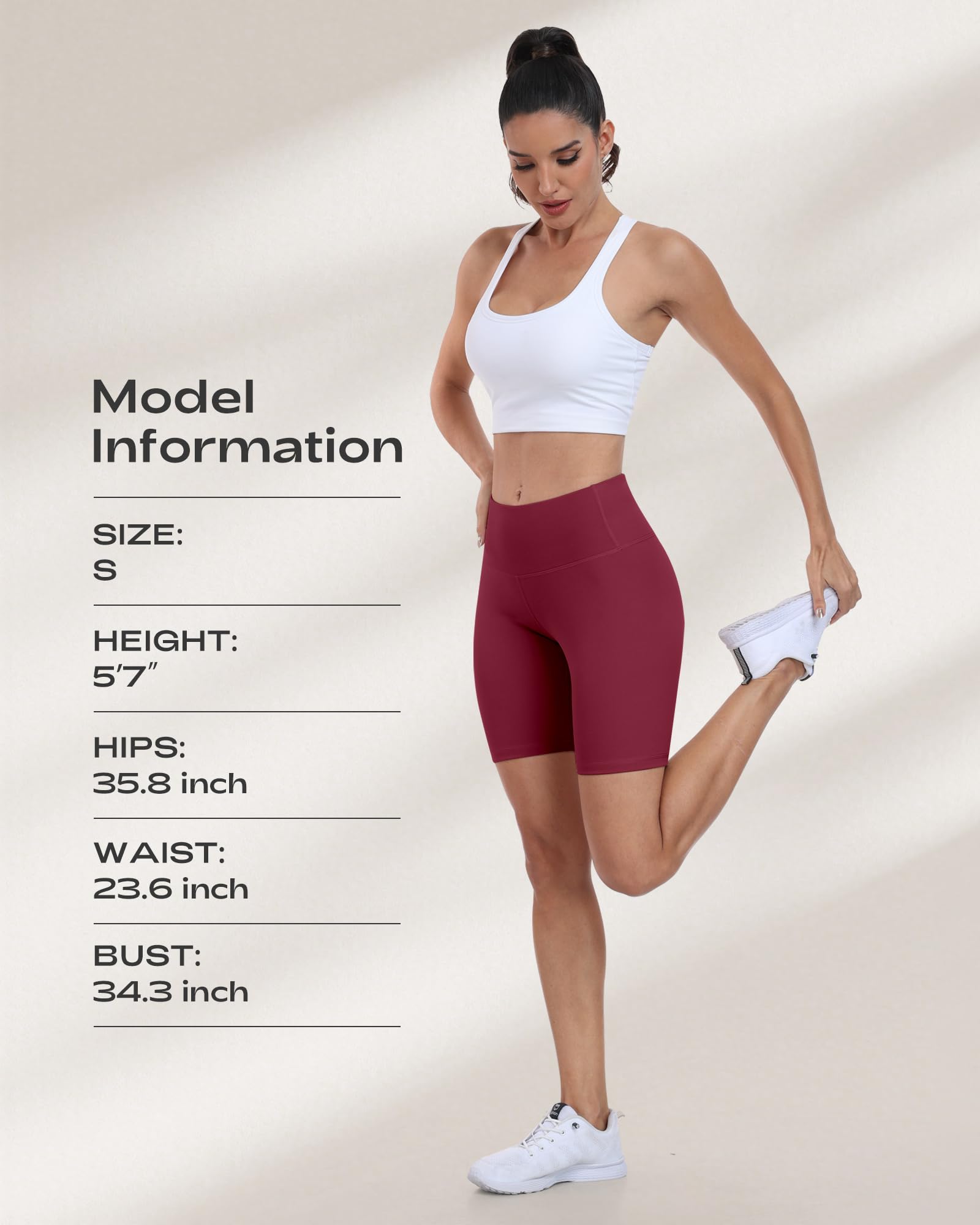 Pantalones cortos de ciclismo para mujer, cintura alta, control de abdomen, suaves, atléticos, gimnasio, yoga — view 5