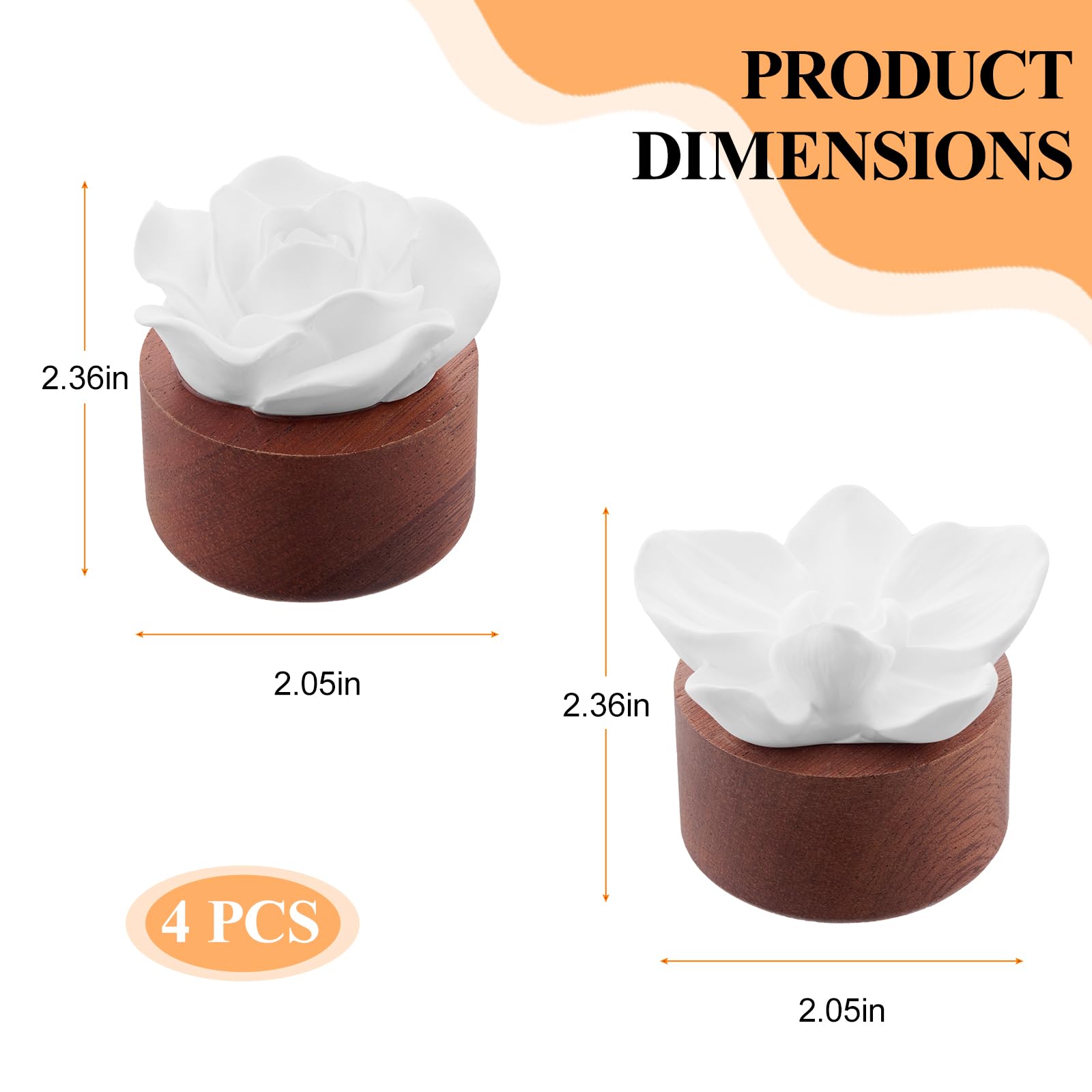 Evaporador pasivo de 4 piezas con forma de flor con base de madera