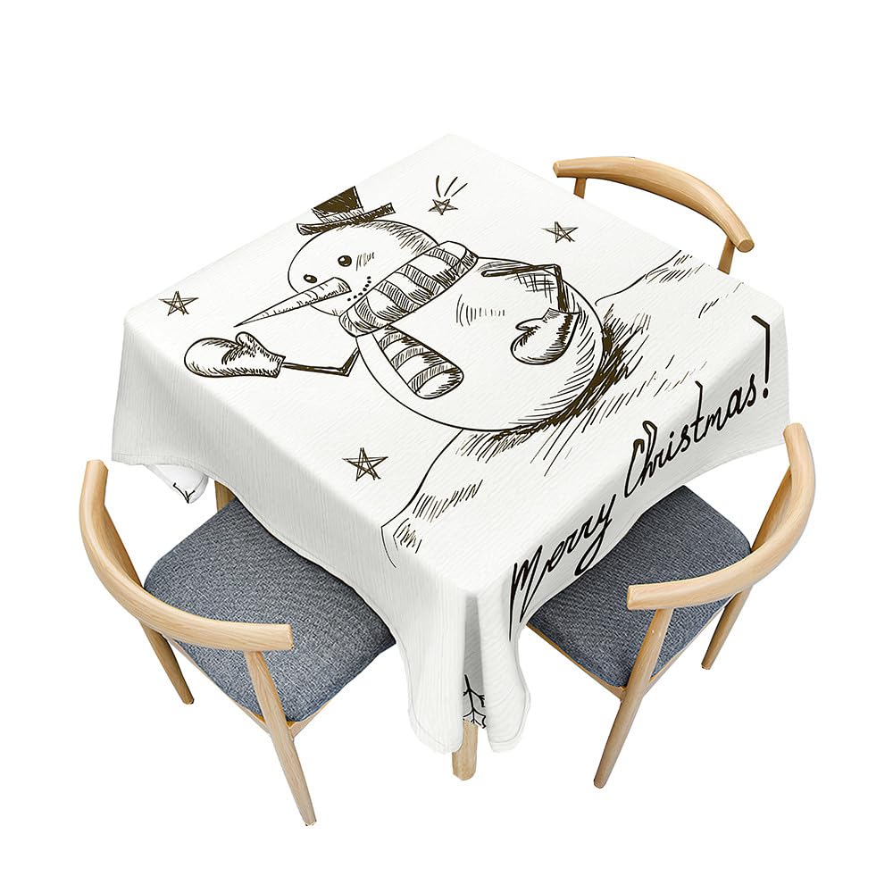 Treer Christmas Pattern Table Cloth, Square Tablecloths Wipeable 3D Merry Xmas Splash Proof Tablecloth Table Cloths for Kitchen Decoration Outdoor Picnic (60x60cm,Christmas)
