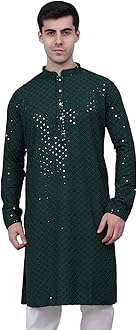 Jompers Men's Chikankari Embroidered and Sequence Kurtas