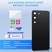 Eonpam Samsung Galaxy S23 S911 Hátsó Üveg Akkumulátorfedél Csere Készlet Kamerakerettel - Eredeti Minőségű Hátlap Javító Szett Fekete Színbe 6