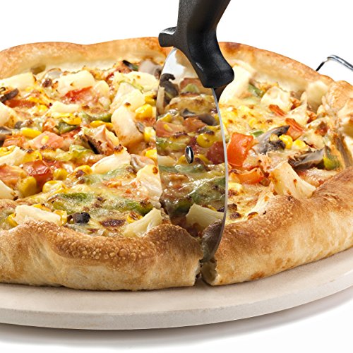 VonShef 15 Inch Ceramic Pizza Stone Set With Heavy Duty Chrome Stand with FREE Pizza Cutter - Thumbnail 4