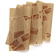 100 Pcs 9.8x9.8Inch Newsprint Wax Paper Sheets, Deli Paper Sheets, Newsprint Sandwich Wrap Paper, Greaseproof Deli Food Basket Liners (Yellow)