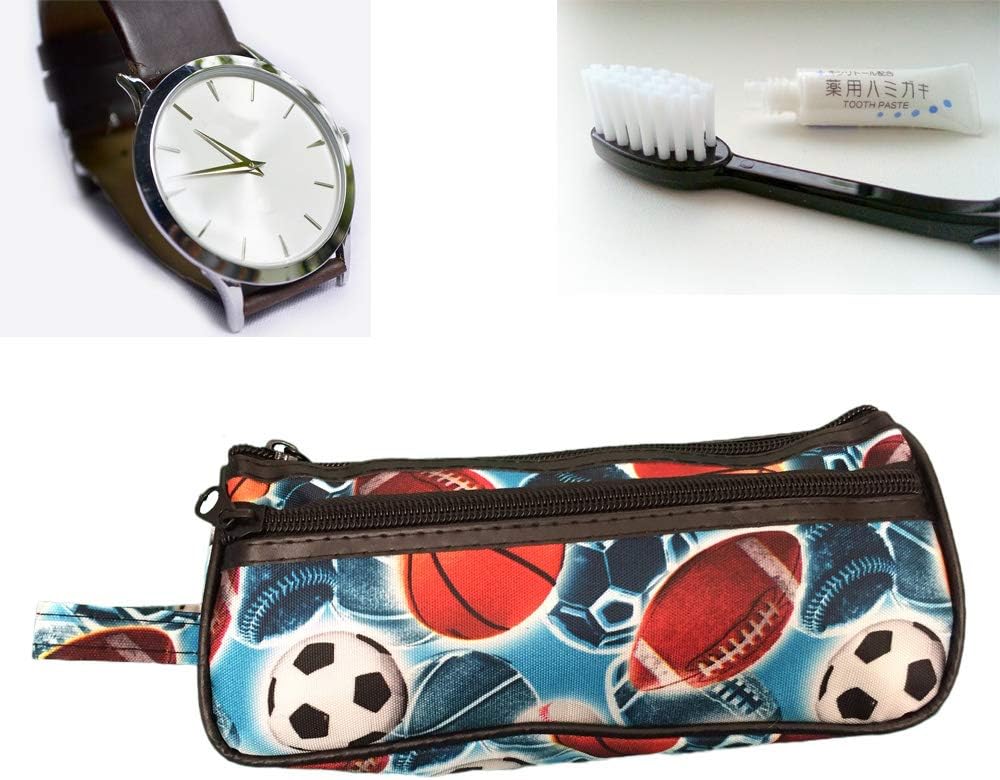 Latin America Focus Soccer Football Basketball Toiletry Case - Small Travel Accessories Bag, 2 Zippers, 8 x 3.5 x 2 image 4