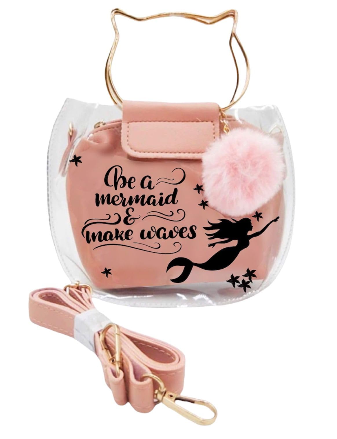 Unicorn sling bag for girls kids I Girl's Women Kids cartoon Cross body Shoulder Hand Purse Wallet -Pink I transparent tote handbag-image-2