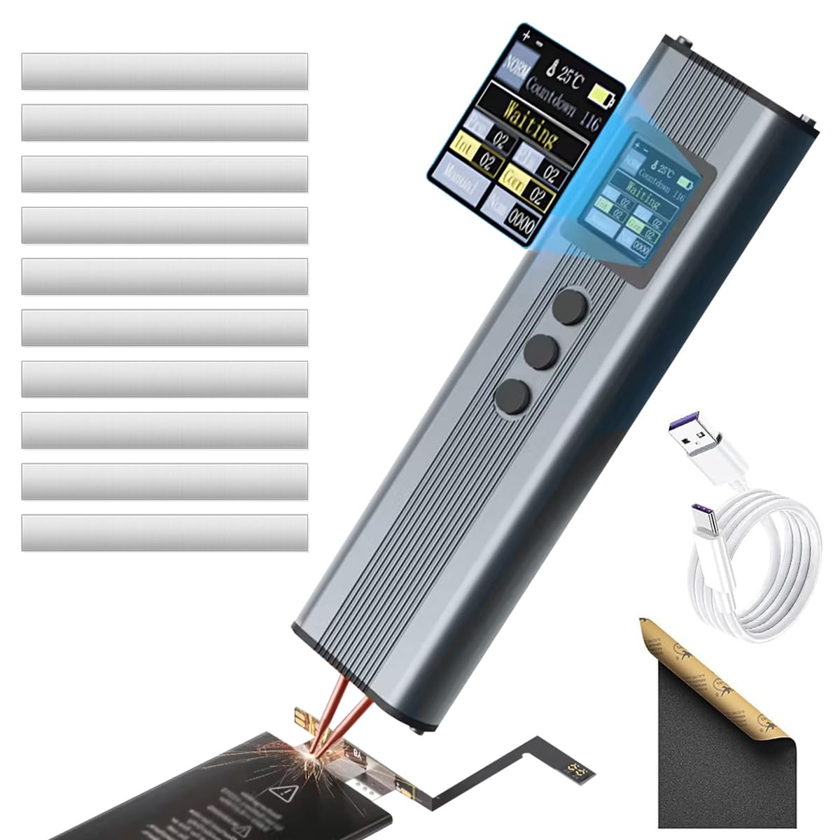 Spot Welder Handheld Mini LCD Spot Welding Machine, USB Rechargeable Spot Welder Machine with 11 Gear Adjustable Pocket Welding Pen Manual & Automatic Aluminum Alloy Spot Welder (B0DFLXYBRJ) Amazon Price History, Amazon Price Tracker