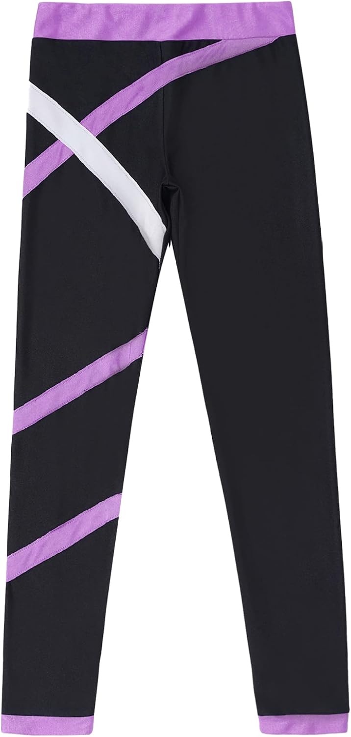 Leggings for Girls Active Yoga Tights Ice Skating Pants Athletic Dance Running Workout Trousers