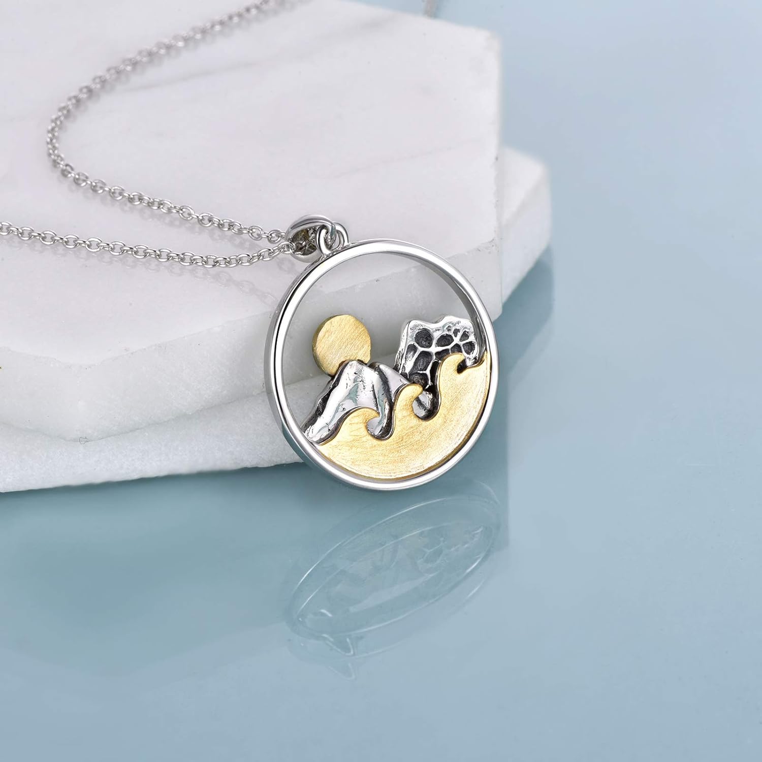 YFN Mountain Necklace for Women Sterling Silver Mountain Pendant Necklace Nature Jewelry Gift for Skiers, Hikers, Campers, Climbers and Nature Lovers - Image 3
