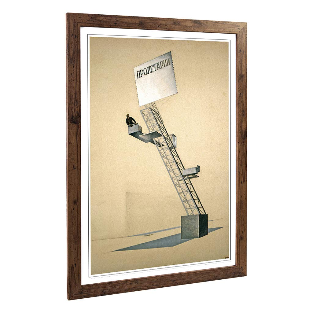 Big Box Art Framed Print of El Lissitzky Lenin Tribune Sketch Design | Wall Art Picture | Home Decor for Kitchen, Living Room, Bedroom, Hallway, Walnut, A2 / 24.5x18 Inch / 62x45cm