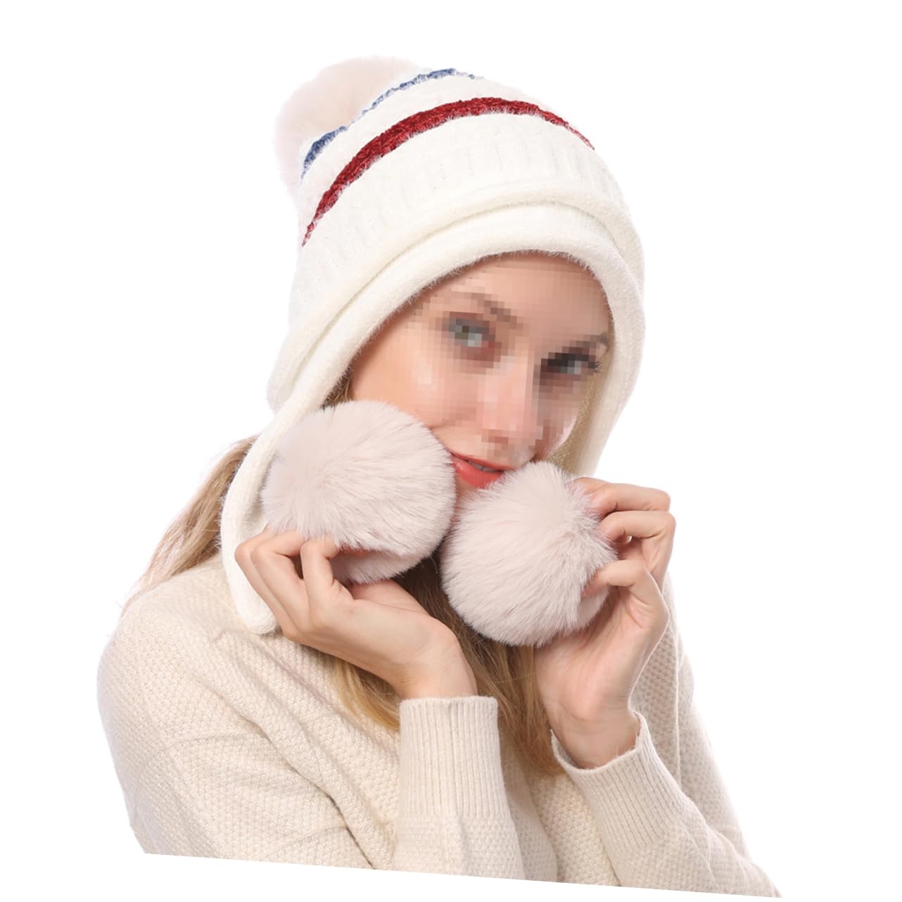 GALPADA 3pezzi Cappello Invernale Donna Lana Con Pompon Berretto Caldo e Morbido Per Sci e Attività All Aperto Beige Per Adulti e Ragazze