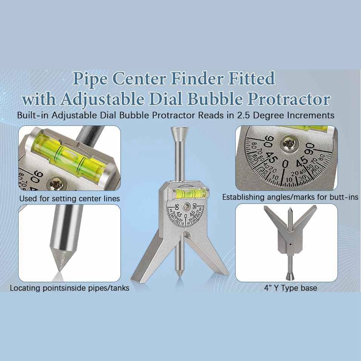 Buscador del Centro de la TuberíA con Cabezal de Centrado para Medir el DiáMetro de la TuberíA de MáS de 0,5 Pulgadas y Hasta el del PunzóN del Centro de la TuberíA