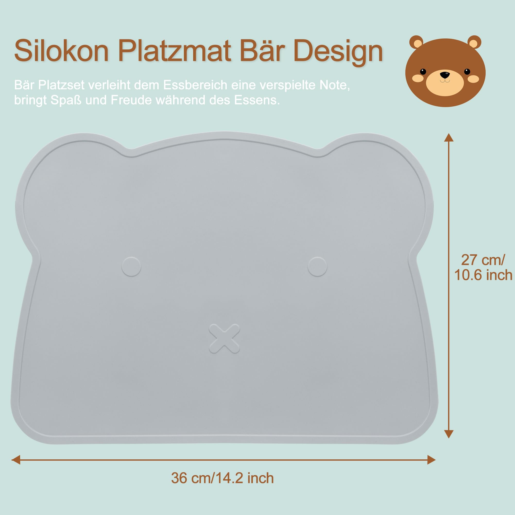 MOJINL Children's Place Mat Bear, Baby Silicone Place Mats, Washable, Non-Slip Children's Place Mat - Image 2