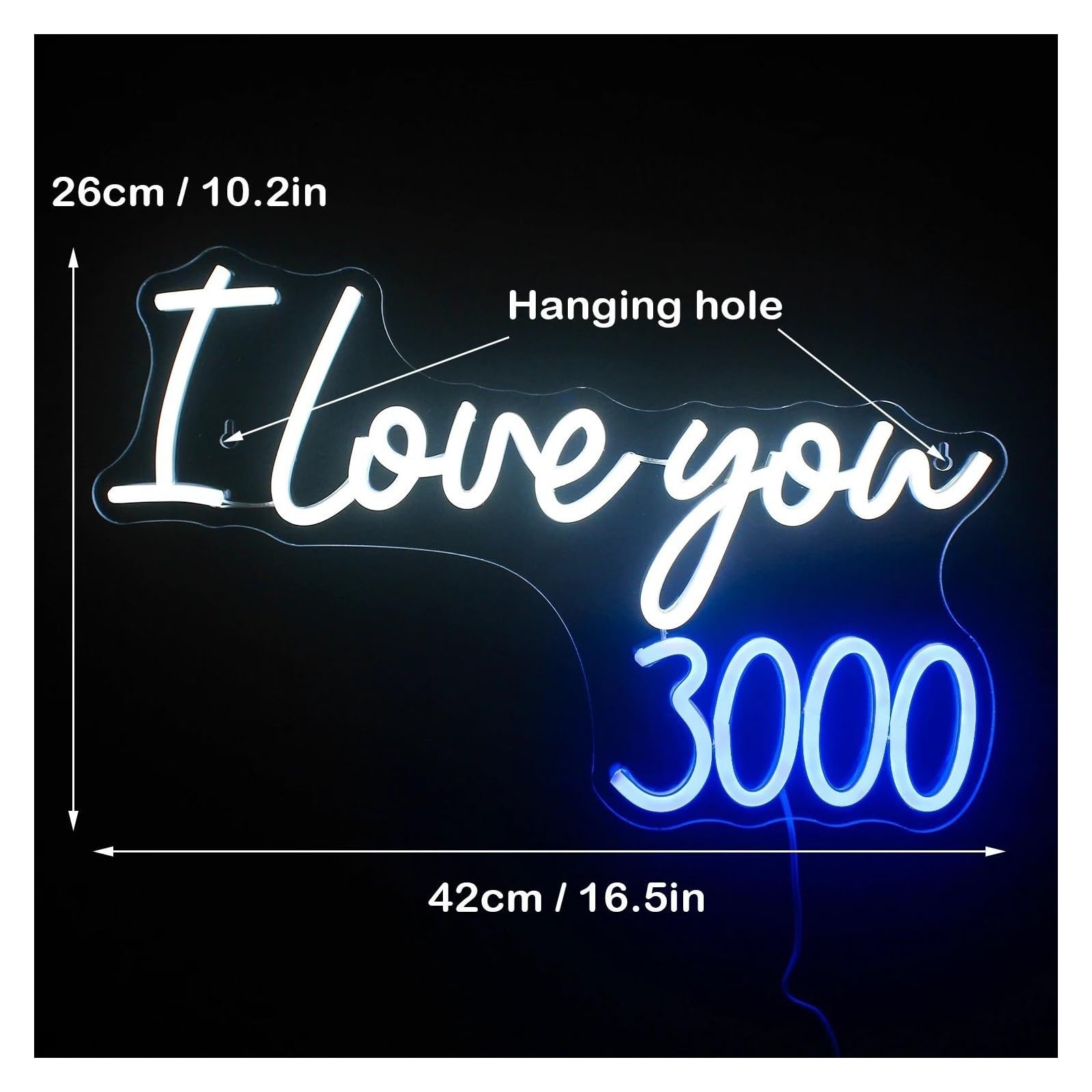 Insegna luminosa al neon Insegna NeonI Love You 3000 Luci per Matrimoni e Proposte. Ideale Case Appartamenti con Decorazioni Memoriali