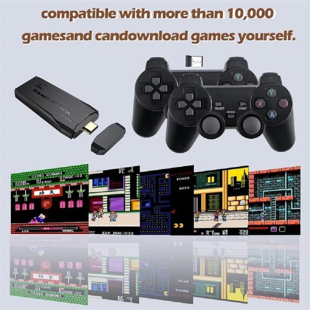 Srinis Retro Game Console with 2 Wireless Controllers, Preloaded 20,000+ Classic Games, HDMI Output, Plug and Play for TV - 2.4GHz Dual Controllers, Home Gaming Gift for Adults & Kids 1