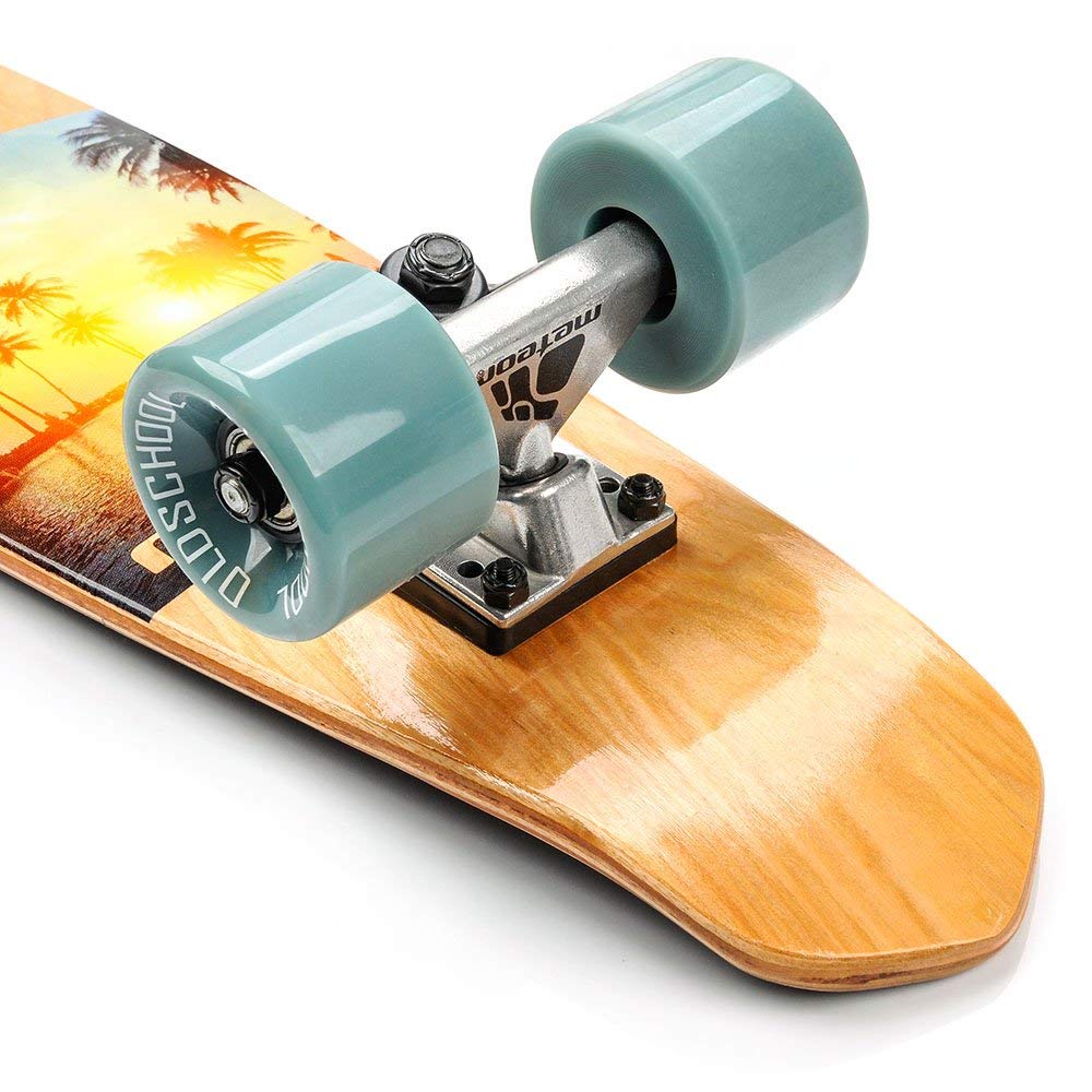 meteor Fancy Board Vintage Mini Cruiser Complete Bois véritable Érable Canadien Skateboard Ridge Mini Skate Planche a roulettes rétro 55 cm / 22 "