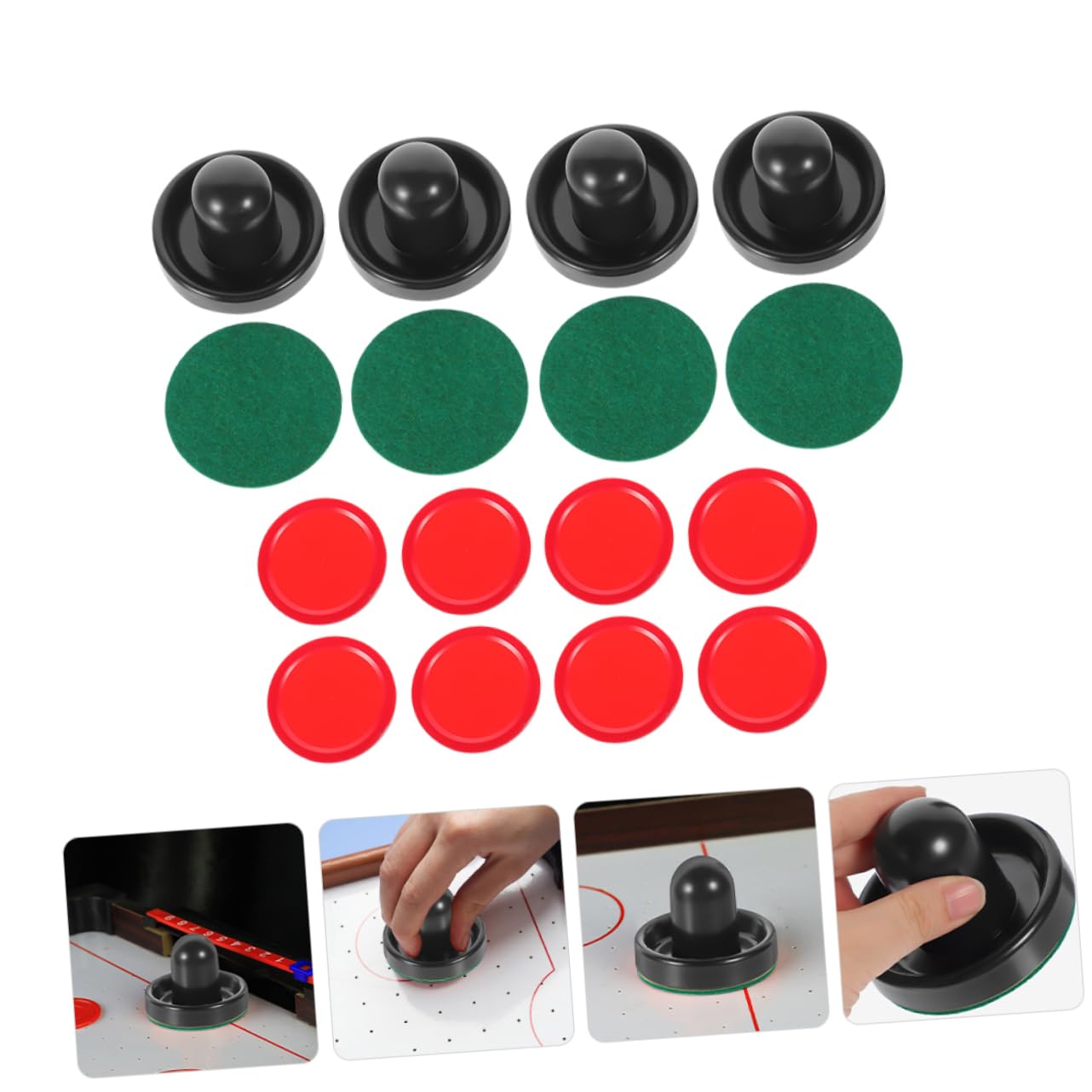 Abaodam Accessoires de Hockey sur air Hockey sur Gazon Table de Hockey Mini-Hockey pousseurs de Hockey sur Glace rondelle de Hockey sur Glace en Plastique éponge Rouge
