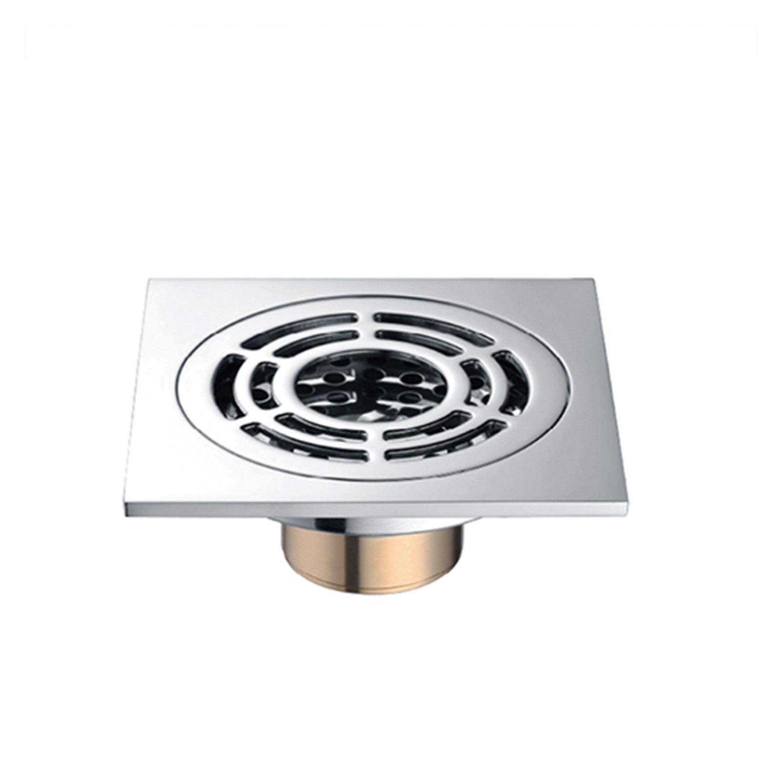Desagüe del Suelo Insertar baldosas de planta cuadrada, de residuos rejillas de los desagües del piso de drenaje de residuos de drenaje cubierta del tamiz de acero inoxidable ( Color : Brass Y85803 )