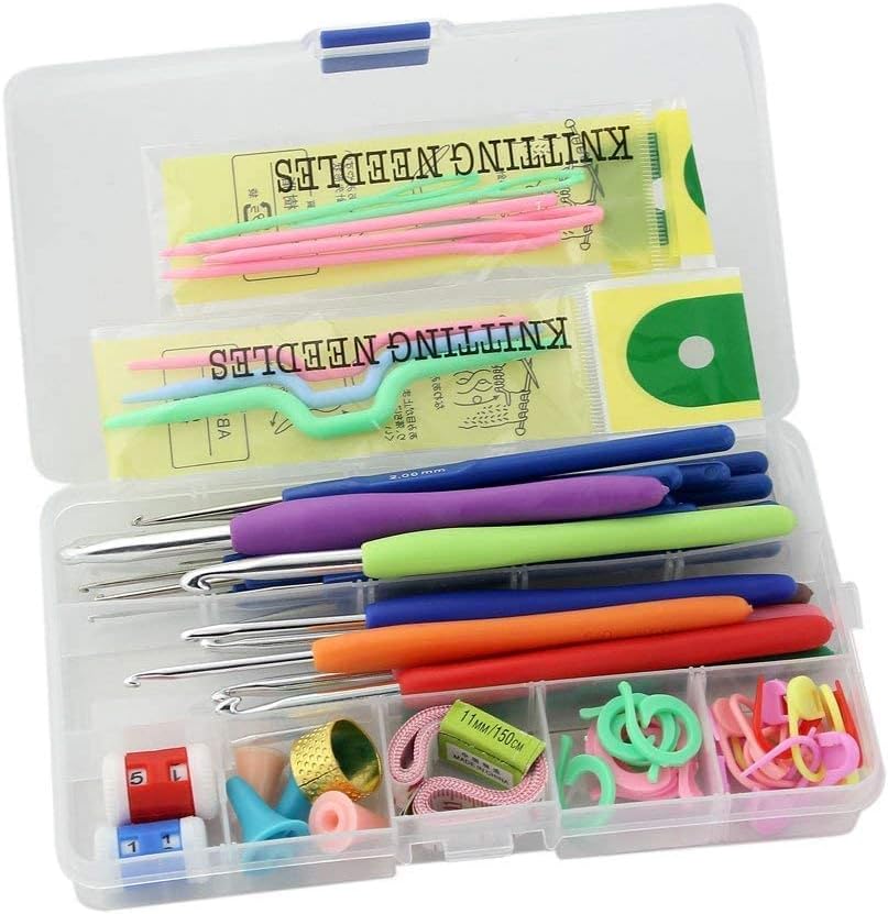 Tusmad Supremo Aldo Knitting Crochet Hook Needle Set (Large) 53 Pcs Ergonomic Knitting Needle Kit, Knitting Needle Kit Organizer with 16Pcs Soft Grip Handles Hooks, Tapestry for Hand Knitted