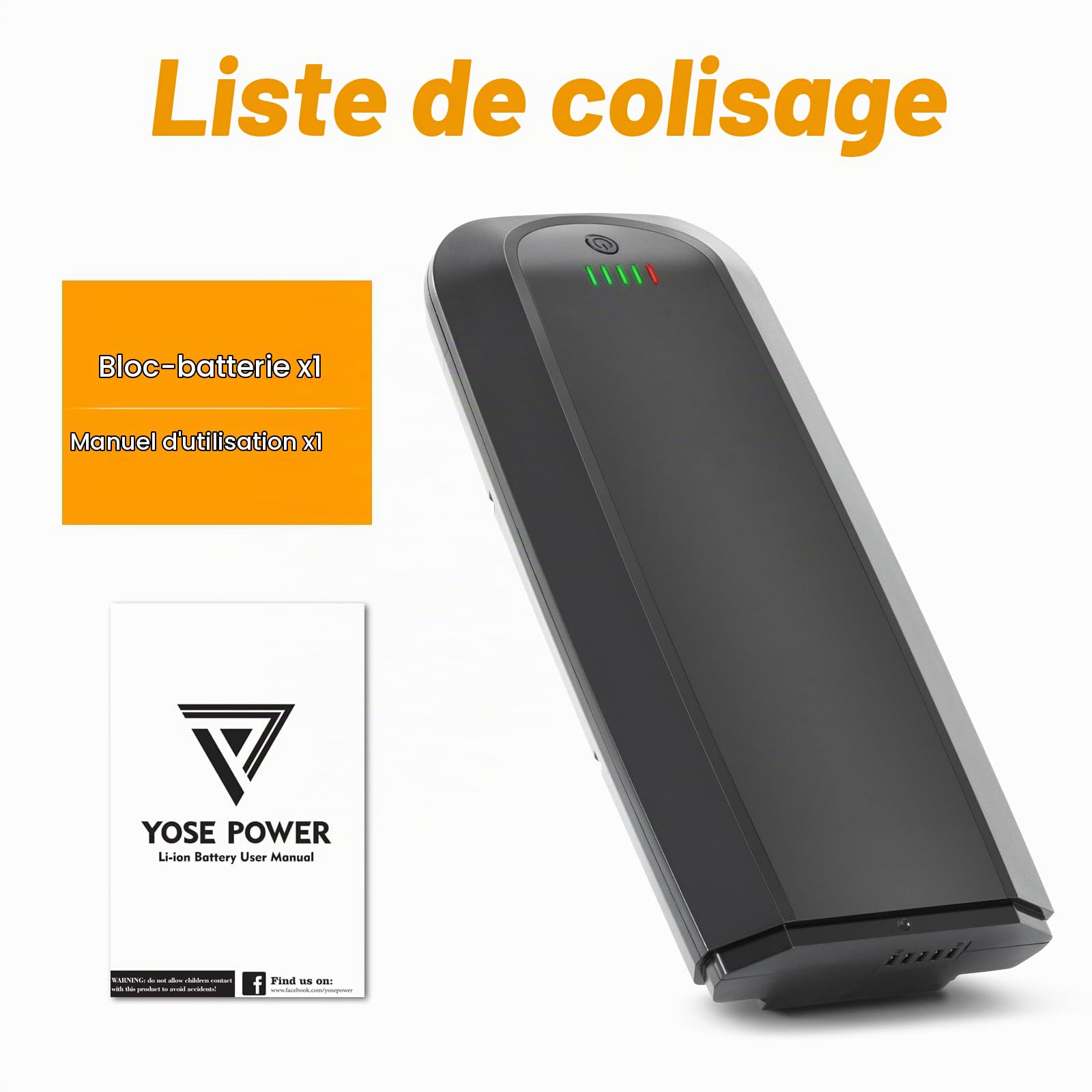 SEASON YJ145 Ebike Batterie Porte-Bagages 36V 12,8Ah /36V 14Ah - sans Chargeur ni Support pour Vélo électrique Telefunken, Zündapp, Chrisson